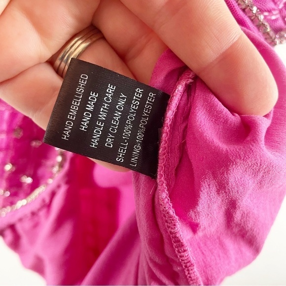 Khanums Kefi Crystal Embellished Beaded Mini Dress Pink Small Cocktail Party - Picture 5 of 12